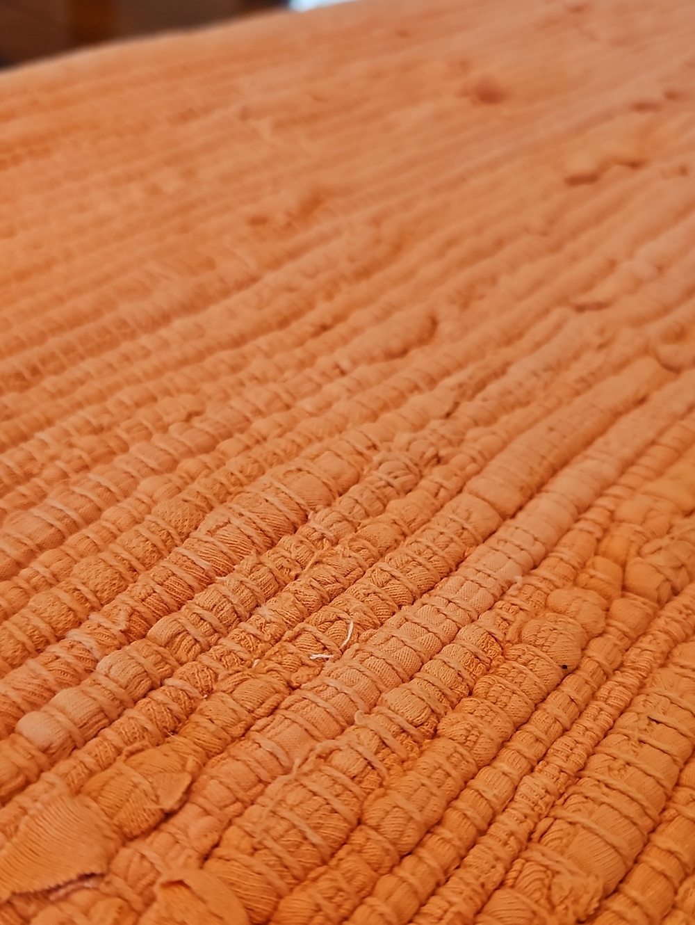 Handwoven Peach Cotton Rag Rug - Picture 6 of 9